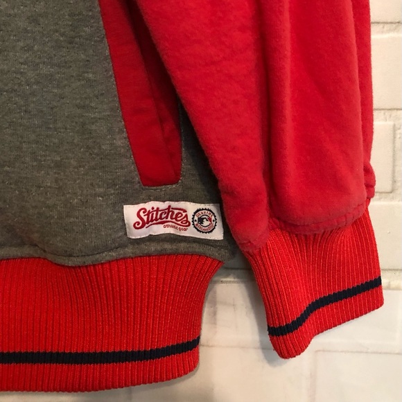 Vintage Anaheim Angels Stitches Red Gray MLB Fleece Baseball Sweatshirt Jacket M - Picture 10 of 16